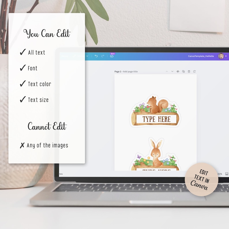 Forest Friends Classroom Labels | Editable Woodland Animal Name Tags image 4