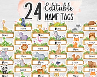 24 Editable Animal Classroom Labels