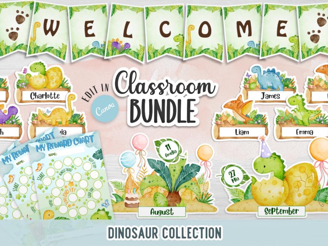 Dinosaur Classroom Decor Bundle: Editable & Printable (digital Download ...