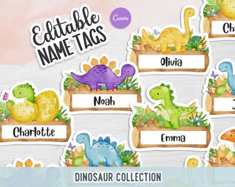 Editable Classroom Labels | Dinosaur Name Tags