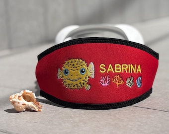 Embroidered Pufferfish Scuba Mask Strap Cover – Personalized Dive Gear
