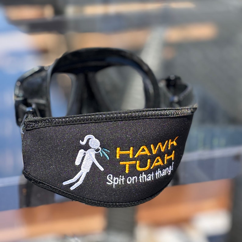 Hawk Tuah SCUBA Mask Strap Cover Custom Spit Design Hailey Welch Dive
