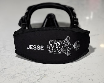 Personalised & Customisable - Scuba Diver Gift - Box Fish SCUBA mask strap cover