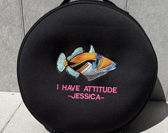 Personalized & Customisable - Scuba Diver Gift - SCUBA regulator protective neoprene bag featuring a trigger fish