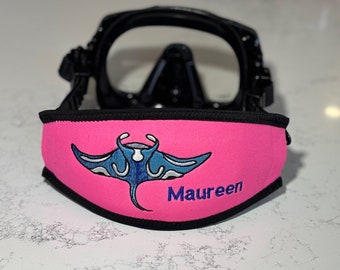 SCUBA mask strap - personalised & customisable - Scuba Diver Gift - Manta Ray SCUBA mask strap cover