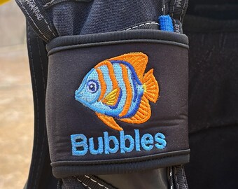 Personalised Angelfish BCD name strap | Custom made with your name or text | tauchen tag | Embroidered BCD name tag | scuba diving gift