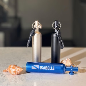 SCUBA noise shaker engraved with your personalised name and custom design. Also know as a SCUBA rattle, great scuba gift for any scuba diver