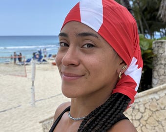 Women diving neck gaiter with sun protection featuring a dive flag pattern. Quick-dry, stylish for SCUBA diving, water sports and yoga