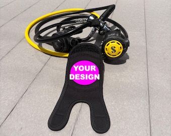 Custom SCUBA Regulator Cover – Neoprene Second Stage Protector with your design & Personalized Text – SCUBA Diving Gift
