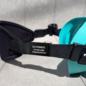 Etiqueta de máscara de buceo personalizada / Etiqueta de buceo grabada / Identificación de equipo personalizada / Regalo de buceador / Etiqueta de buceo grabada con láser / Etiqueta de identificación de correa de máscara de buceo