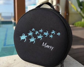 Embroidered manta ray SCUBA regulator protective neoprene bag featuring a manta | Personalized & Customisable - Scuba Diver Gift