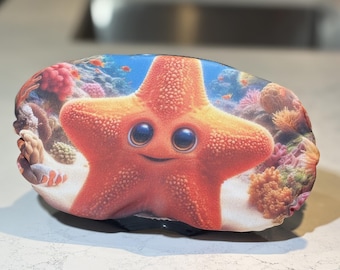 SCUBA dive mask cover featuring a starfish. Protect your scuba mask with this cute ocean themed scuba mask cover.