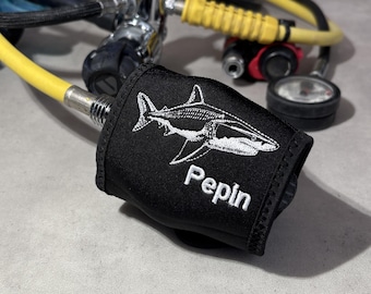 Custom SCUBA Regulator Cover – Embroidered Neoprene Second Stage Protector with Personalized Text