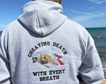 Scuba diving Hoodie Embroidered, Funny Diving sweatshirt, Gildan 18500 Pullover, Scuba Diver Gift, Dark Humor Hoodie, Ocean Lover Sweatshirt