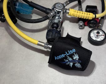 Custom SCUBA Regulator Cover – Embroidered Neoprene Second Stage Protector with Personalized Text