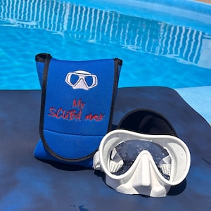 Personalized Neoprene Scuba Mask Bag – Custom SCUBA Mask Embroidery, Protective Scuba Diving Mask Case with Pocket for Cert Card or Keys