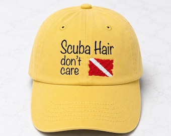 SCUBA hair don't care scuba dive Dad cap