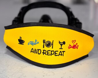 Personalised & Customisable - Scuba Diver Gift - Dive and repeat - SCUBA mask strap cover