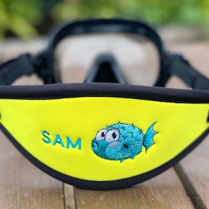 Personalized & Customizable - Scuba Diver Gift - Puffer fish - SCUBA mask strap cover