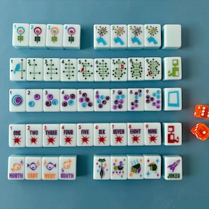 Atomic Apollo Mah Jongg Tile Set: Mid Mod Style, Teal Blue