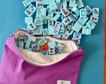 Faye's Atomic Apollo Mah Jongg tile set from Two Sparrows Mahjong Rocket ship joers fish winds mid mod style