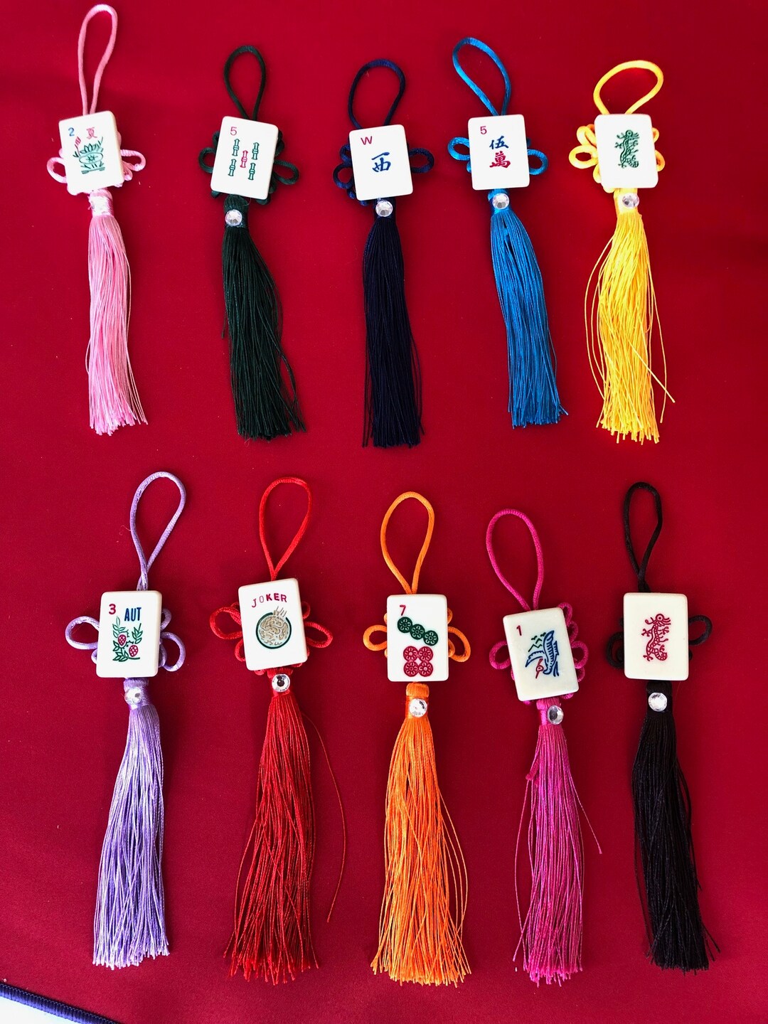 Mahjong Tile and Tassel Ornament Wine Bottle Charm Set of 3 Etsy