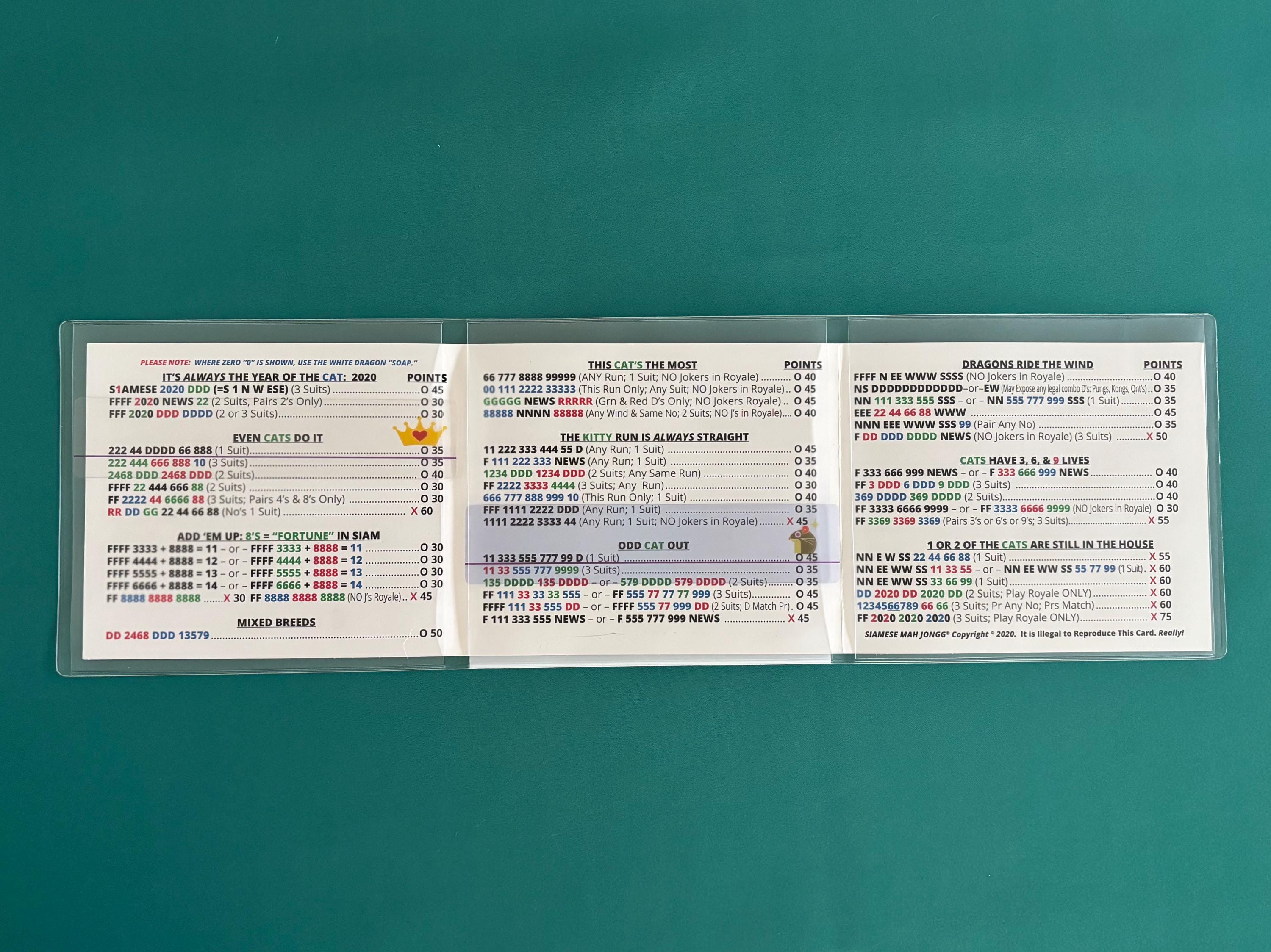 Clear Cover: Card Jongg Mah マヨジャガページ Matte, Etsy - Protector Card NMJL LARGE 洗濯機