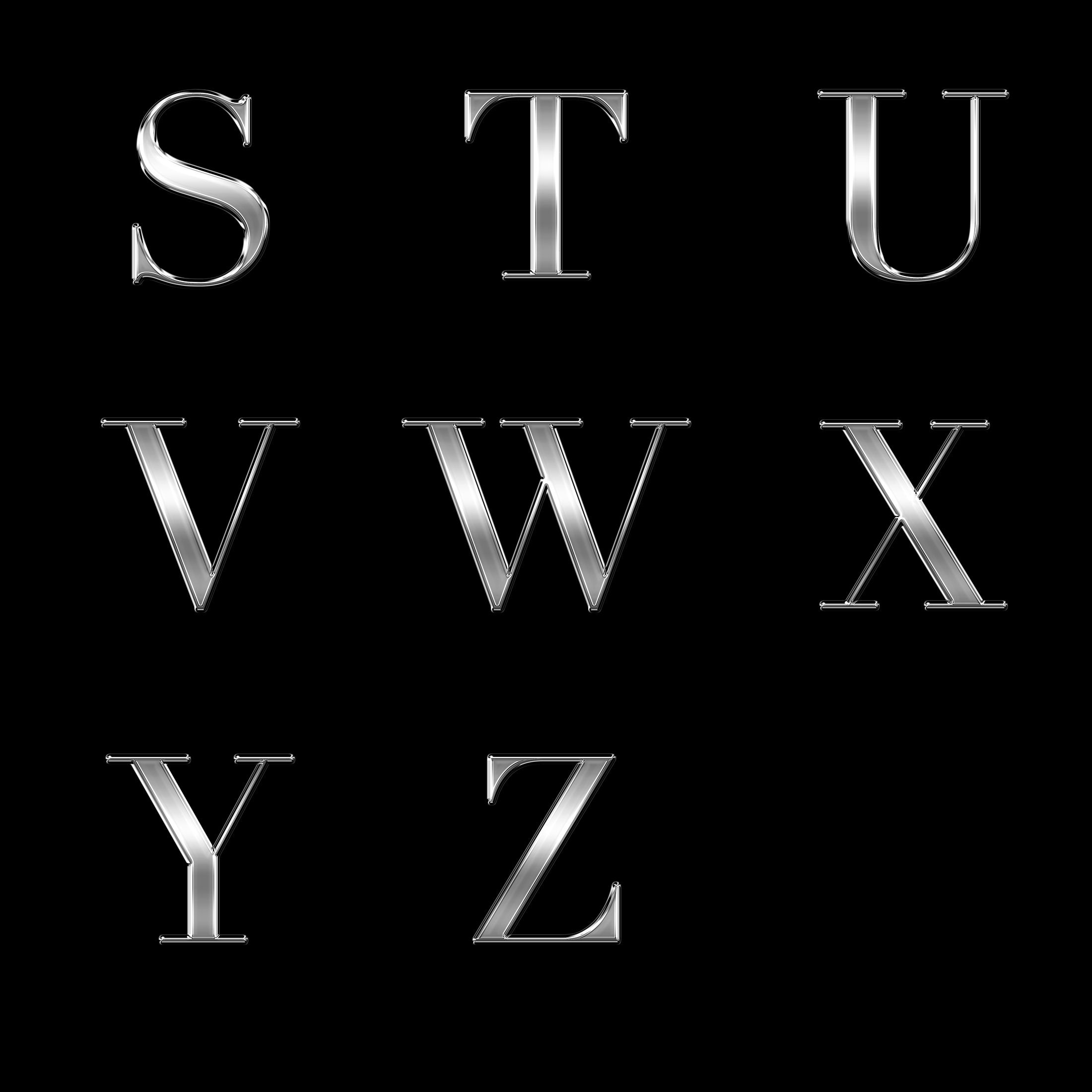 Glassy Silver Chrome Alphabet PNG Clip Art | Silver Chrome Letters ...