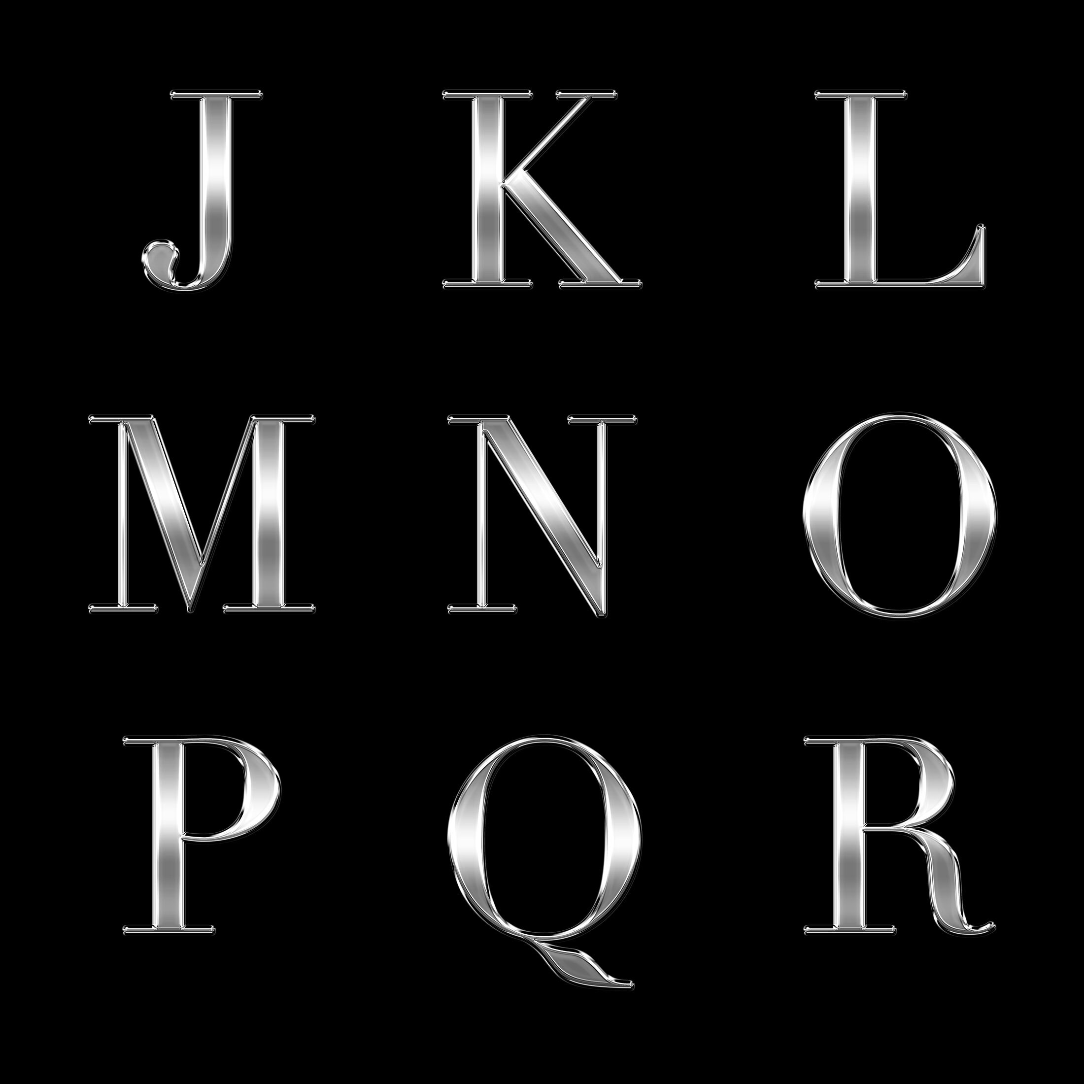 Glassy Silver Chrome Alphabet PNG Clip Art | Silver Chrome Letters ...
