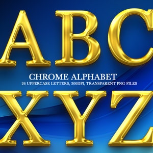Gold Chrome Letters, A-Z Gold Chrome Alphabet, PNG,  Clipart, Gold Letters, Instant Download, Metallic Gold Letters, Creamy Gold Alphabet