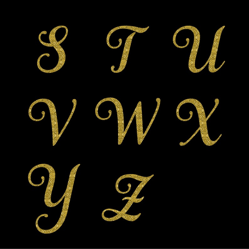 Gold Glitter Digital Alphabet,bling Letters Clipart,glitter Alphabet ...