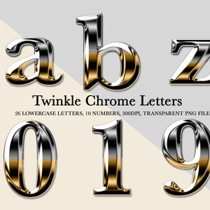 Twinkle Chrome Letters PNG Clipart,Gold Chrome Alphabet,Silver Chrome Letters,Gold Alphabet,Silver Letters,Metallic Letters,Instant Download