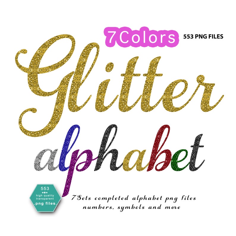 Multiple Colors Glitter Alphabet Bundle,bling Letters Clipart,glitter ...