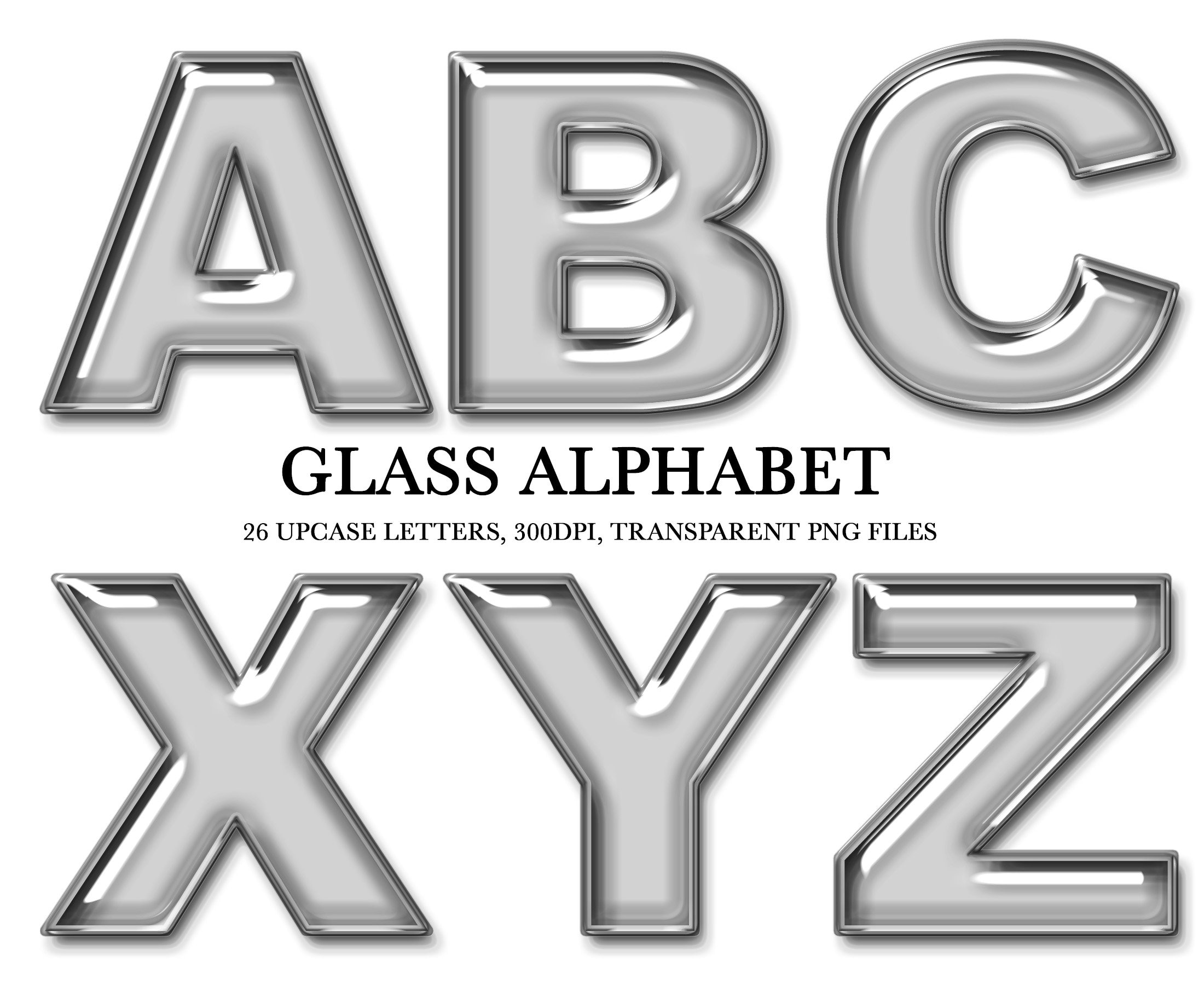 Transparent Glass Letters, Glass Alphabet, Glass PNG, Glass Clipart, Transparent Alphabet