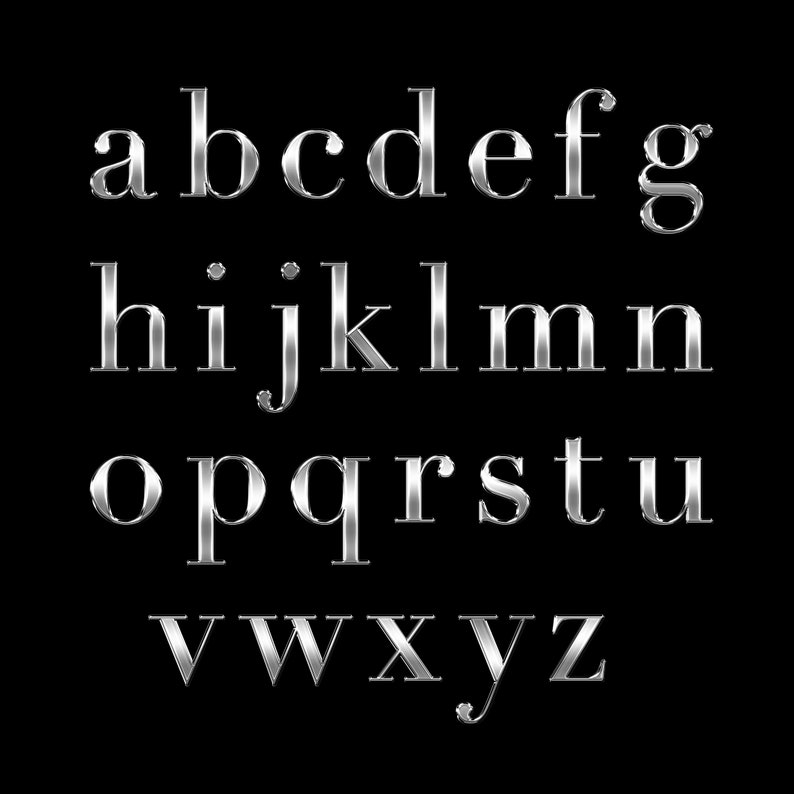 Glassy Silver Chrome Alphabet PNG Clip Art | Silver Chrome Letters ...