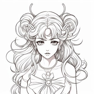 Fantasy Anime Coloring Book: 50 Page Magical Girls (PDF) image 5