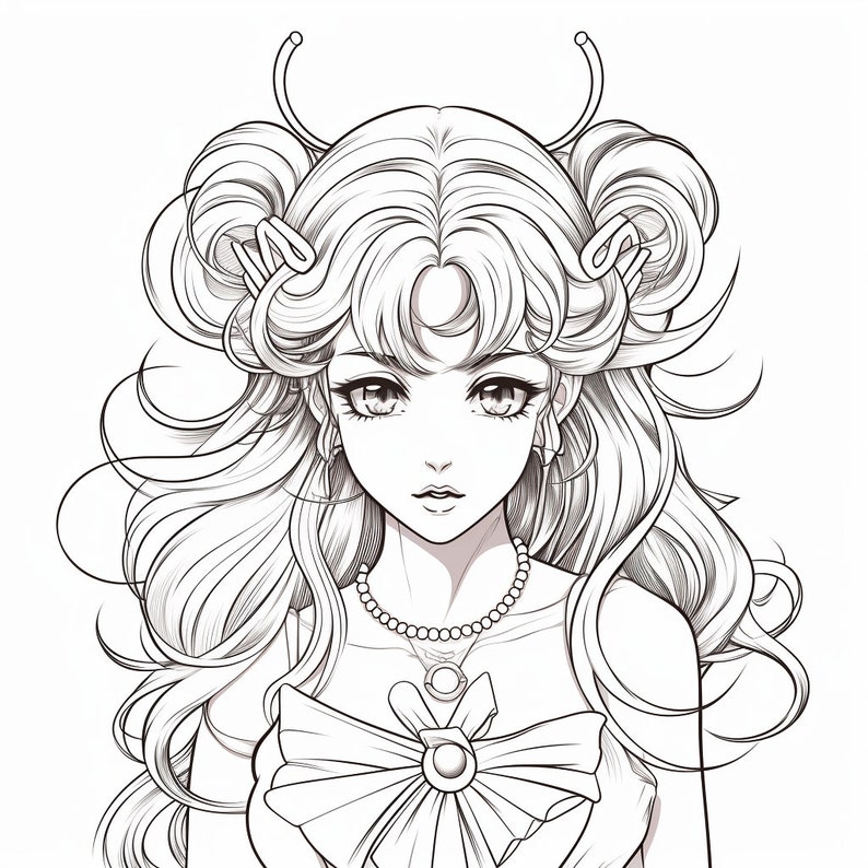 Fantasy Anime Coloring Book: 50 Page Magical Girls (PDF) image 5