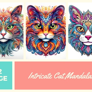 Intricate Cat Mandala Coloring Book: 52 Page Stress Relief (PDF)