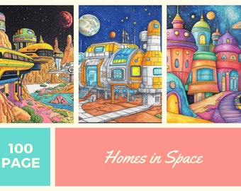 Homes in Space Coloring Book: 100 Page Printable Designs (PDF)