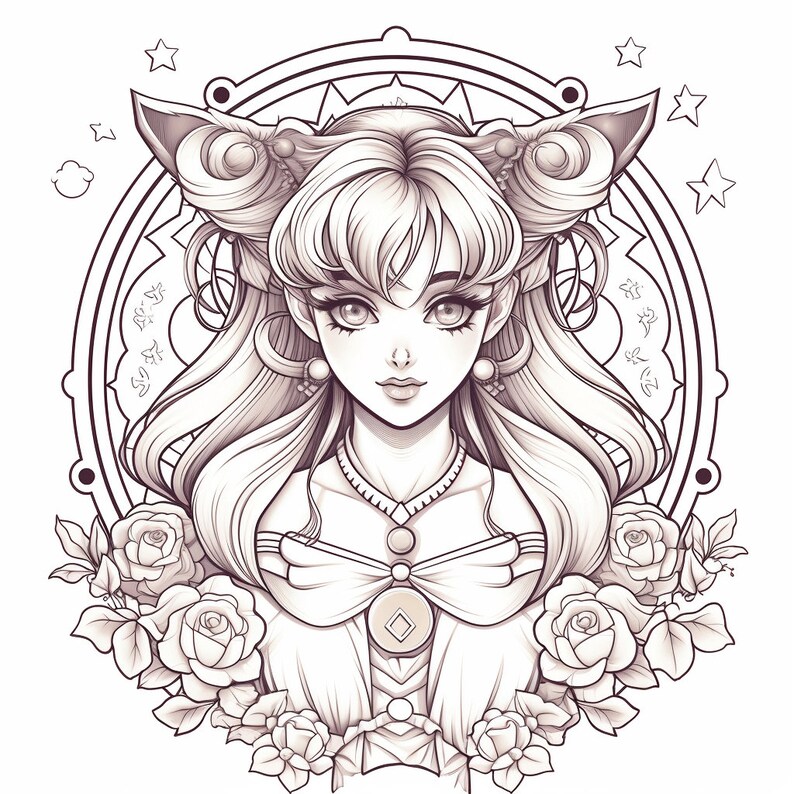 50 Page Sailor Moon Anime Coloring Book Magical Girls, Cosmic ...