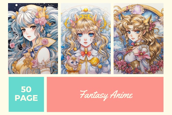 Fantasy Anime Coloring Book: 50 Page Magical Girls (PDF)