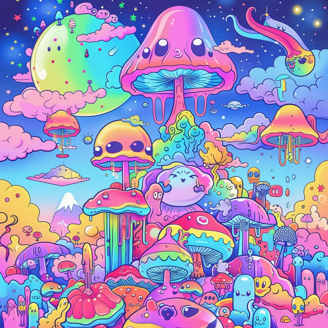 50 Page Kawaii Psychedelic Trip Coloring Book Adult Volume 1 8.5x11 PDF ...