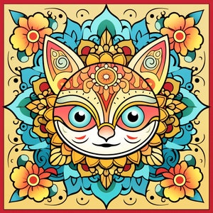 50 Page Cute Kawaii Style Mandala Coloring Book Childrens Adult Volume 1 8.5&quot;x11&quot; PDF Page Printable Colouring Book
