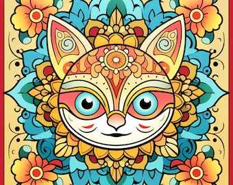 Libro para colorear con mandalas estilo kawaii lindo de 50 páginas Volumen 1 para niños y adultos Libro para colorear imprimible con página en PDF de 8,5 x 11 pulgadas