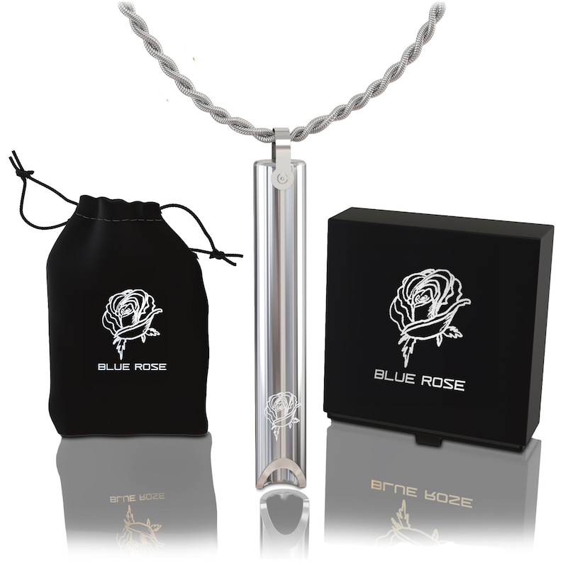 Blue Rose Breathing Necklace Anxiety Relief, Stop Smoking Necklace for