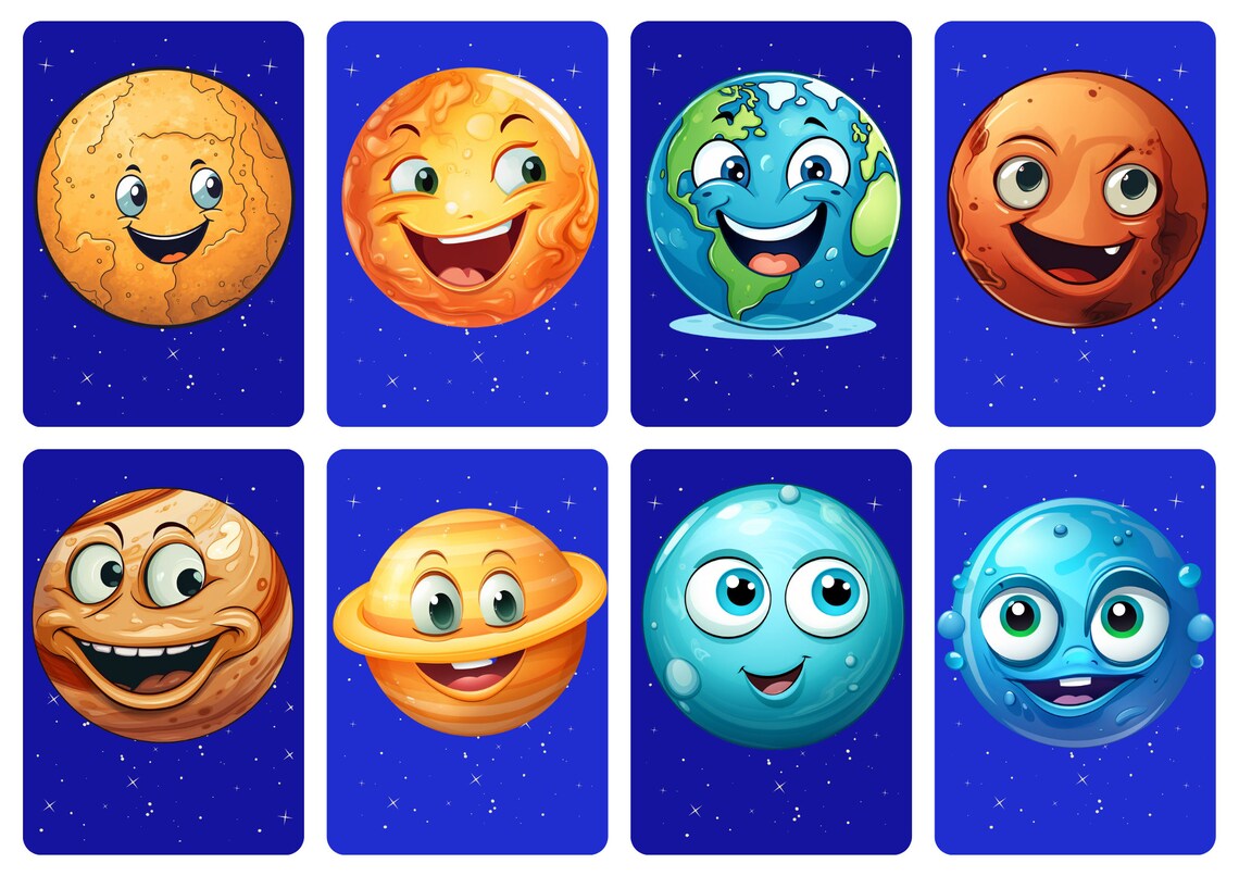 Printable Planet Flashcards + FREE Colouring Pages - Etsy