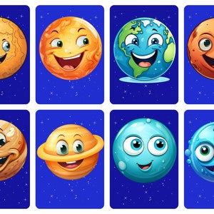 Printable Planet Flashcards + FREE Colouring Pages - Etsy