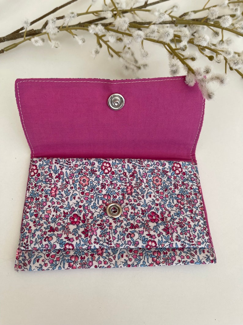 coin purse, card holder, liberty accessory, floral printed wallet, liberty, women's accessory, women's gift, party gift Kattie&millie fushia