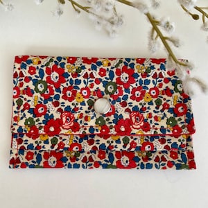 coin purse, card holder, liberty accessory, floral printed wallet, liberty, women's accessory, women's gift, party gift Betsy Ann rouge