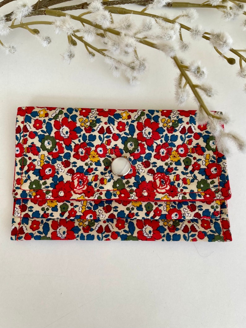 coin purse, card holder, liberty accessory, floral printed wallet, liberty, women's accessory, women's gift, party gift Betsy Ann rouge